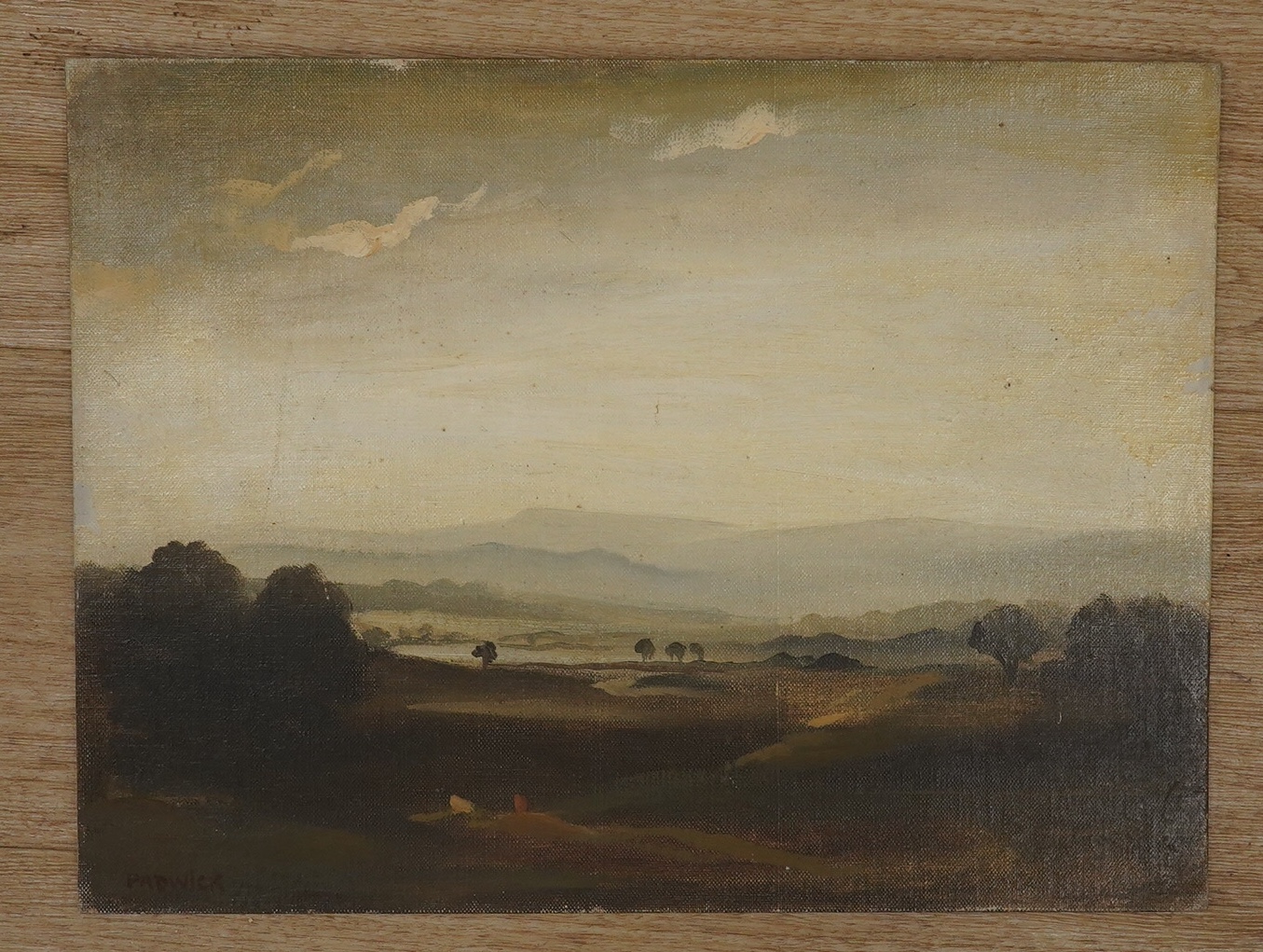 Philip Hugh Padwick, RBA (1876-1958), oil on canvas board, Sussex landscape, 30 x 40cm, unframed, signed. Condition - fair to good, would benefit from a clean